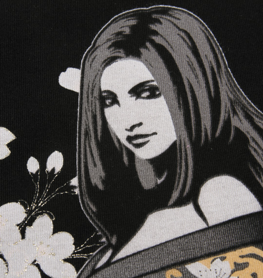 絡繰魂抜刀娘 月光桜Tシャツ(半袖) ブラック