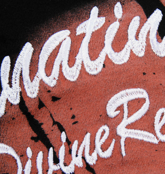 絡繰魂抜刀娘 荒波に牡丹ポロシャツ(半袖) ブラック