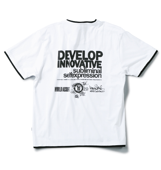 b-one-soul フェイクキーヘンリーTシャツ(半袖) ホワイト