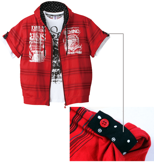 b-one-soul パーカー+Tシャツ(半袖) レッド×ホワイト