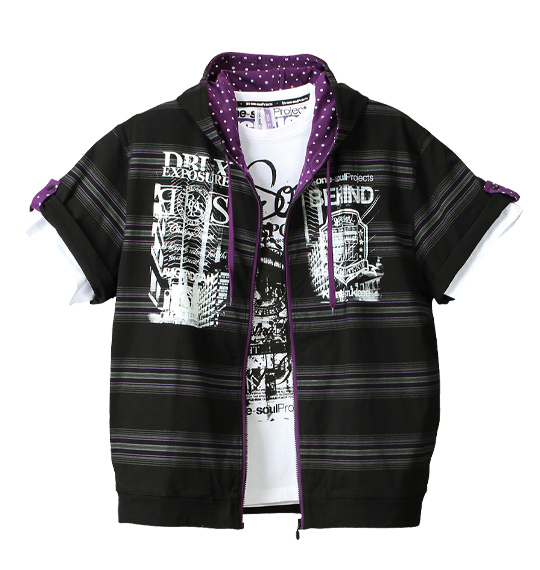 b-one-soul パーカー+Tシャツ(半袖) ブラック×ホワイト