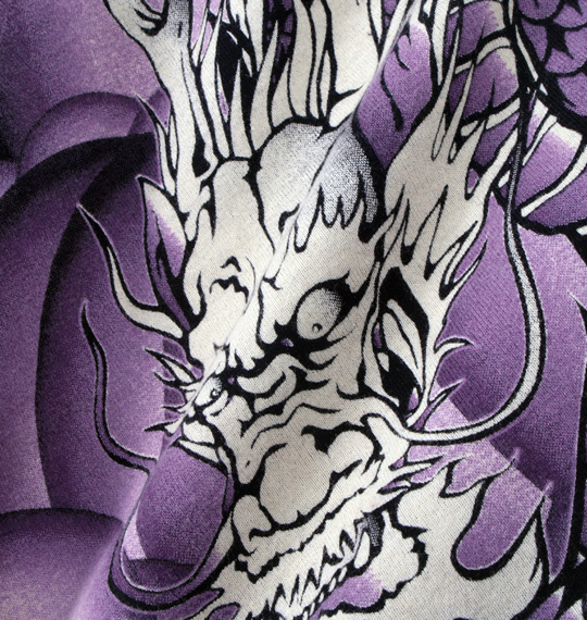 絡繰魂 双龍刺青菊刺繍Tシャツ(長袖) ブラック