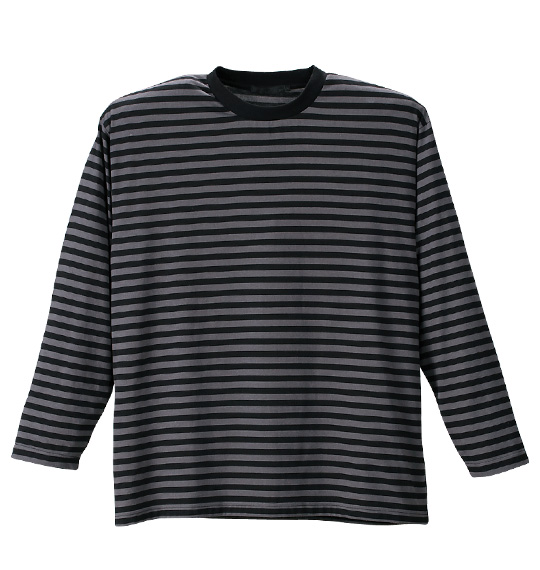 Mc.S.P ボーダー長袖Tシャツ チャコール×ブラック