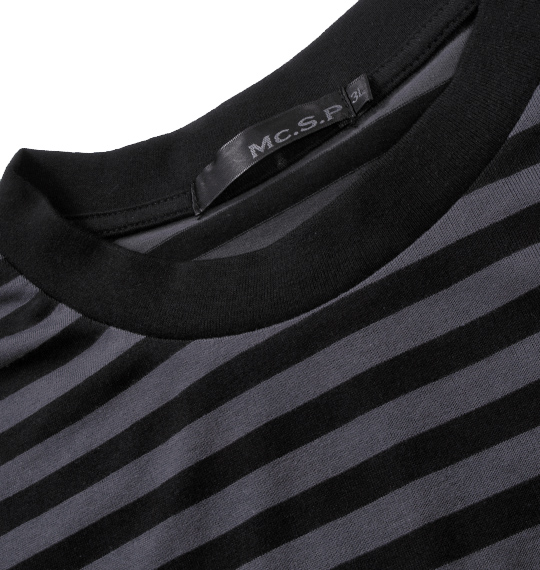 Mc.S.P ボーダー半袖Tシャツ チャコール×ブラック