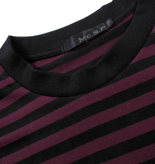 Mc.S.P ボーダー半袖Tシャツ ワイン×ブラック