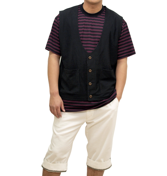 Mc.S.P ボーダー半袖Tシャツ ワイン×ブラック