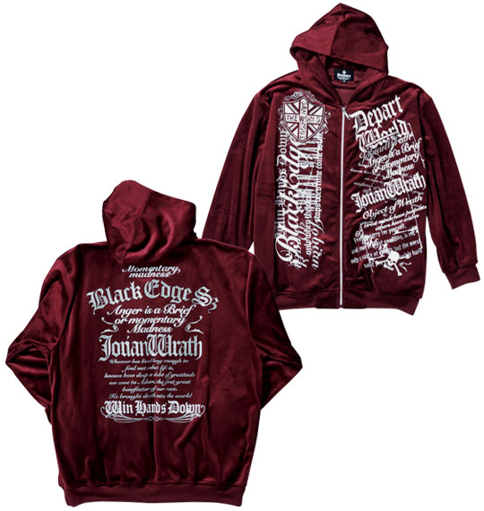 BEAUMERE ベロアパーカー+長袖VTシャツ バーガンディ×ホワイト