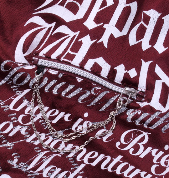 BEAUMERE ベロアパーカー+長袖VTシャツ バーガンディ×ホワイト