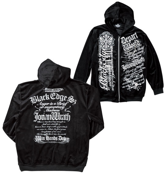 BEAUMERE ベロアパーカー+長袖VTシャツ ブラック×ホワイト