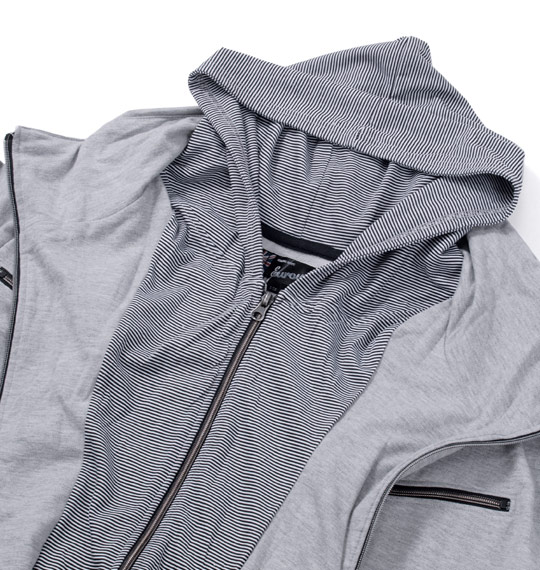 EUROYAL ボリュームネックフェイクパーカージャケット モクグレー