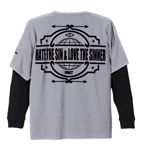 RIMASTER 発泡プリントフェイクTシャツ モクグレー×ブラック