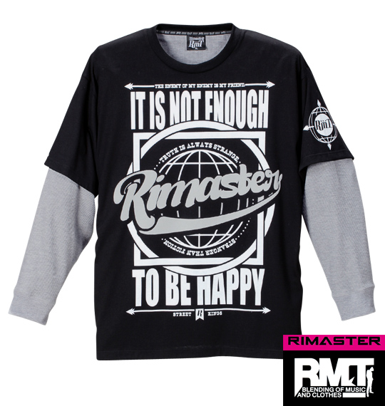RIMASTER 発泡プリントフェイクTシャツ ブラック×モクグレー