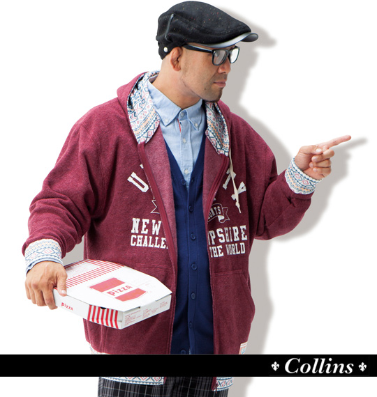 COLLINS ブークレフルジップパーカー ワイン