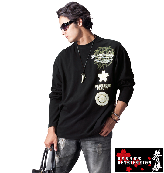 絡繰魂抜刀娘 長袖Tシャツ ブラック