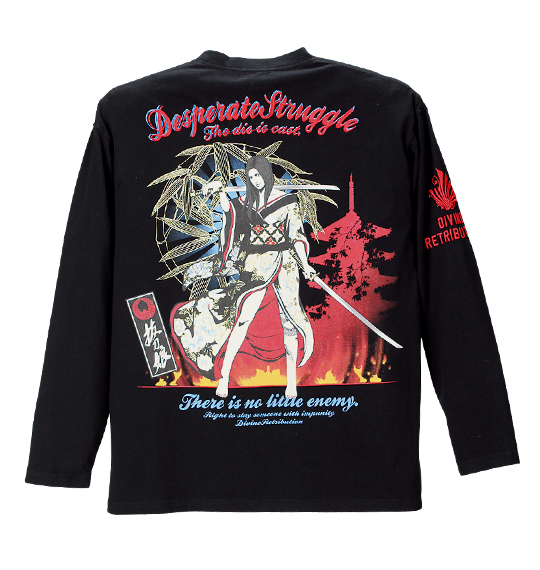 絡繰魂抜刀娘 長袖Tシャツ ブラック