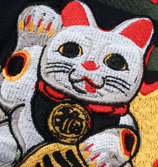 絡繰魂旅狸 ポンズフェイクレイヤード長袖Tシャツ ブラック×ホワイト