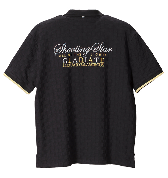 GLADIATE ブロックジャガード刺繍半袖ポロシャツ ブラック