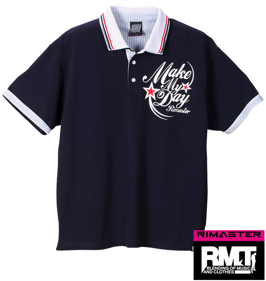 RIMASTER W衿半袖ポロシャツ ネイビー