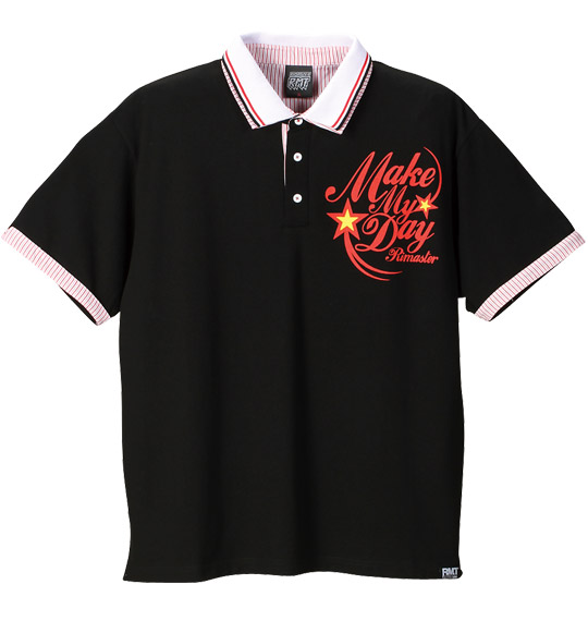 RIMASTER W衿半袖ポロシャツ ブラック