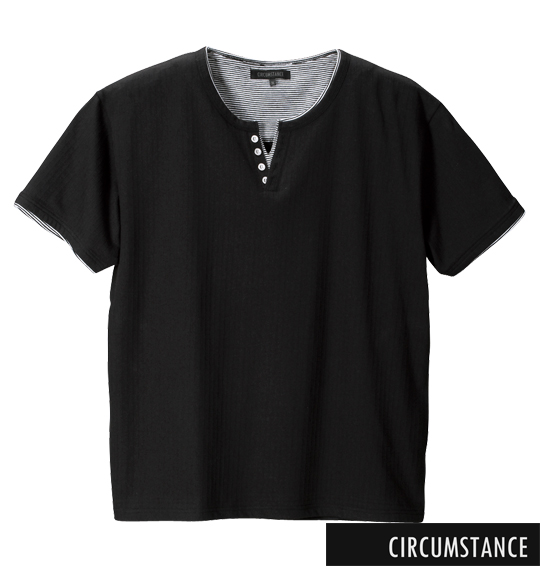 CIRCUMSTANCE フェイクレイヤード半袖Tシャツ ブラック