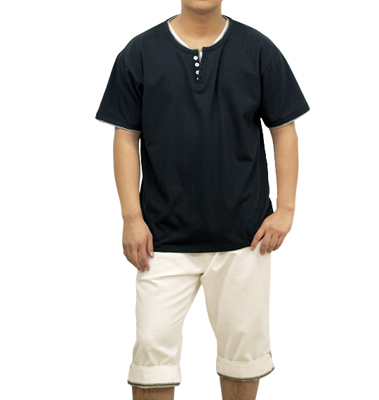 CIRCUMSTANCE フェイクレイヤード半袖Tシャツ ブラック