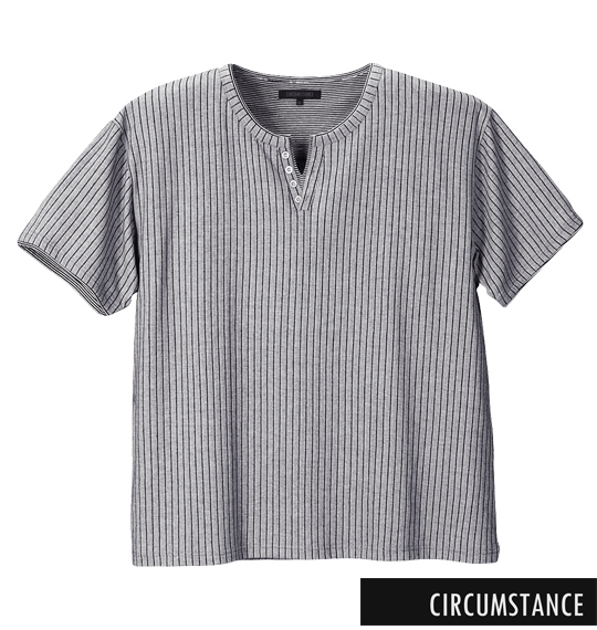 CIRCUMSTANCE フェイクレイヤード半袖Tシャツ モクグレー