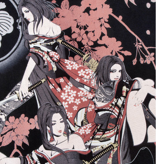 絡繰魂抜刀娘 Tシャツ半袖 ブラック