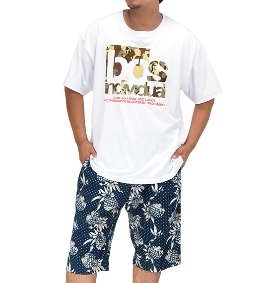 b-one-soul カモフラロゴ半袖Tシャツ ホワイト
