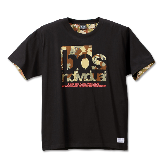 b-one-soul カモフラロゴ半袖Tシャツ ブラック