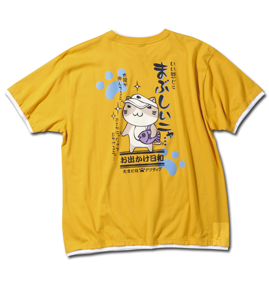 NECOBUCHI-SAN(ネコブチサン) 半袖Tシャツ イエロー