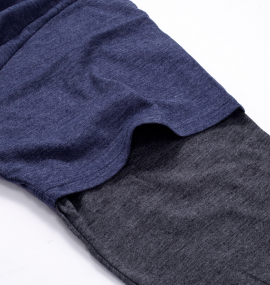 豊天 フェイクレイヤード長袖Tシャツ ネイビー×チャコール