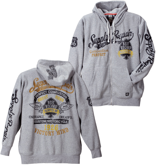 ROUTE66 フルジップパーカー モクグレー