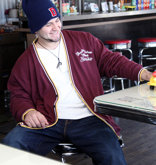 launching pad ミニ裏毛Vカーディガン パープル