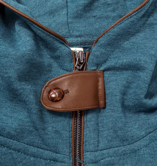 launching pad ミニ裏毛PU使いフルジップパーカー グリーン杢