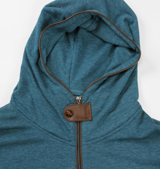 launching pad ミニ裏毛PU使いフルジップパーカー グリーン杢