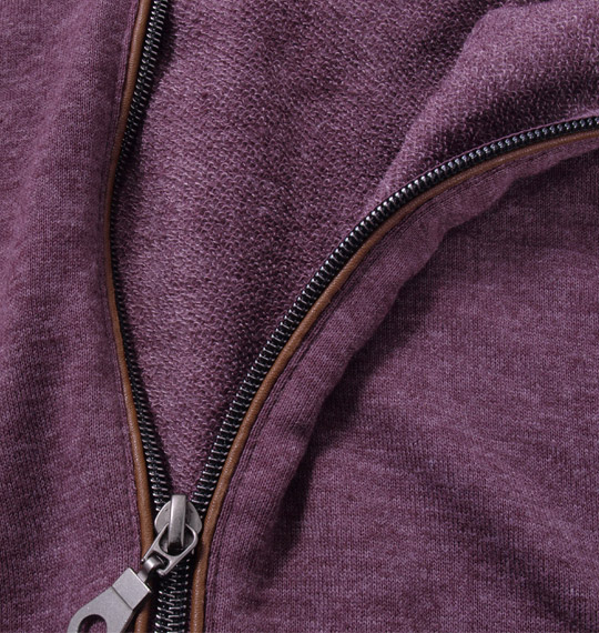 launching pad ミニ裏毛PU使いフルジップパーカー パープル杢