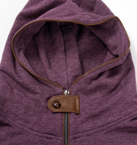 launching pad ミニ裏毛PU使いフルジップパーカー パープル杢
