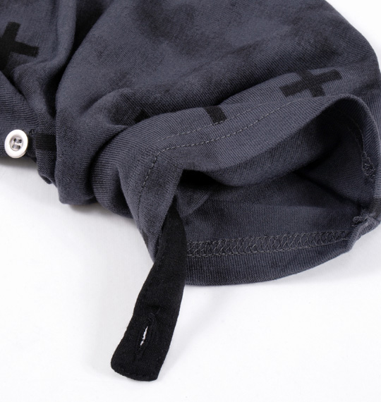 launching pad フェイクフードカーデ+長袖Tシャツ チャコール×ホワイト