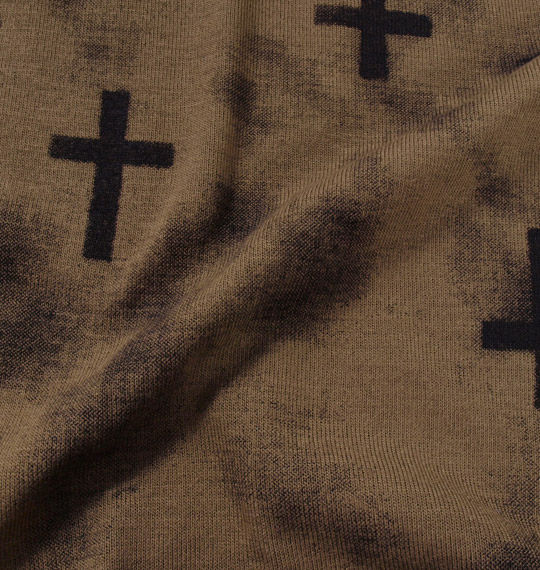 launching pad フェイクフードカーデ+長袖Tシャツ ライトブラウン×ホワイト