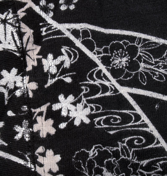 絡繰魂 流れ熨斗に龍刺繍長袖Tシャツ ブラック