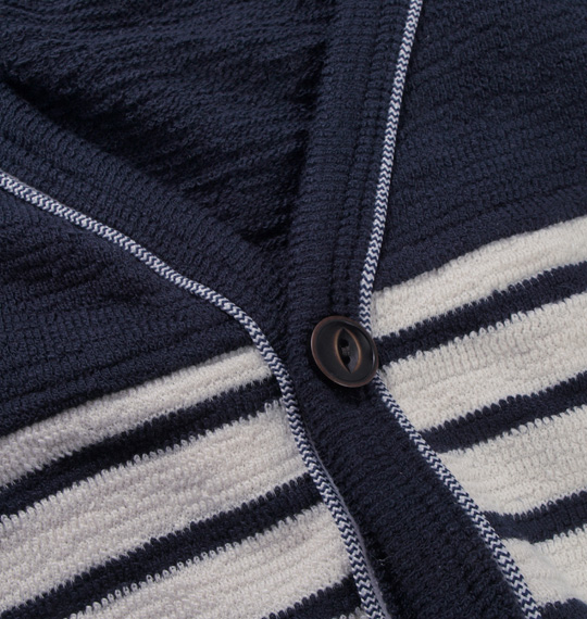 Free gate ボーダー切替カーディガン アイボリー×ネイビー