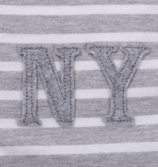 Greengates ボーダー半袖VTシャツ モクグレー×オフホワイト