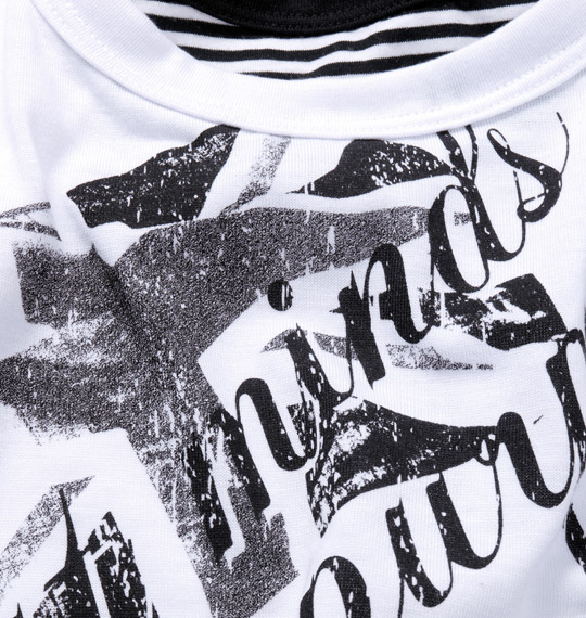 EUROYAL 半袖フルジップパーカー+フェイク半袖UTシャツ ブラック×ホワイト