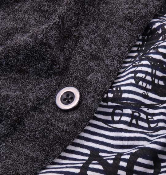 WILD LIFE カーディガン+ボーダー半袖Tシャツ チャコール杢