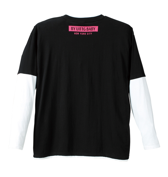UITTG フェイクレイヤード長袖Tシャツ ブラック