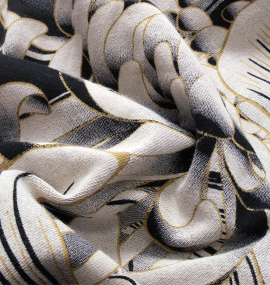 絡繰魂 鯉プリント長袖Tシャツ ブラック