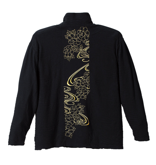 絡繰魂 ゼブラジャガードハーフジップシャツ ブラック