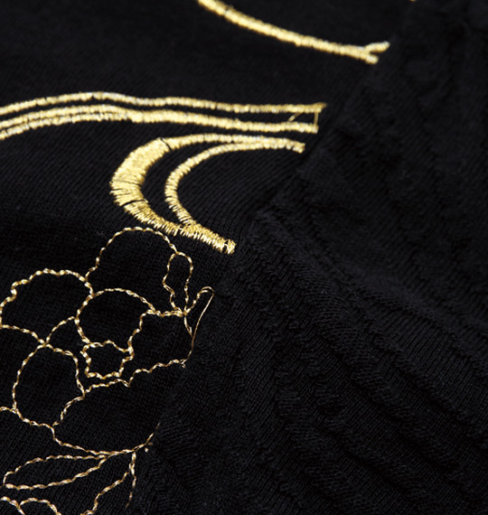 絡繰魂 ゼブラジャガードハーフジップシャツ ブラック