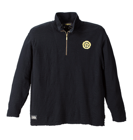 絡繰魂 ゼブラジャガードハーフジップシャツ ブラック