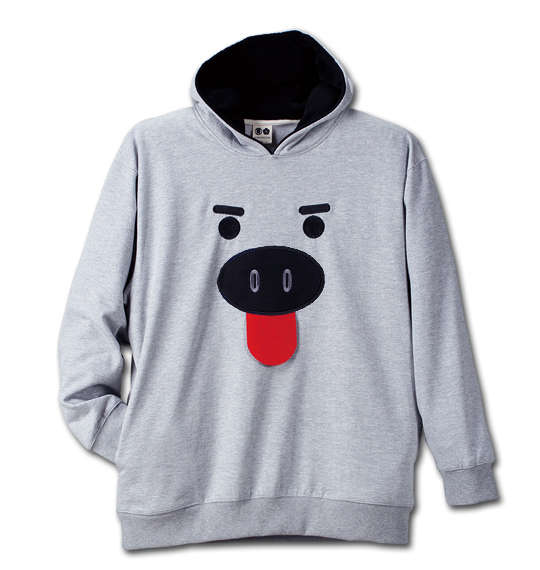 豊天 美豚舌だし顔プルパーカー モクグレー